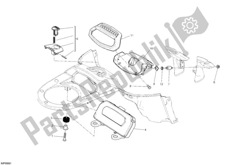 Tutte le parti per il Pannello Degli Strumenti del Ducati Diavel Cromo USA 1200 2013